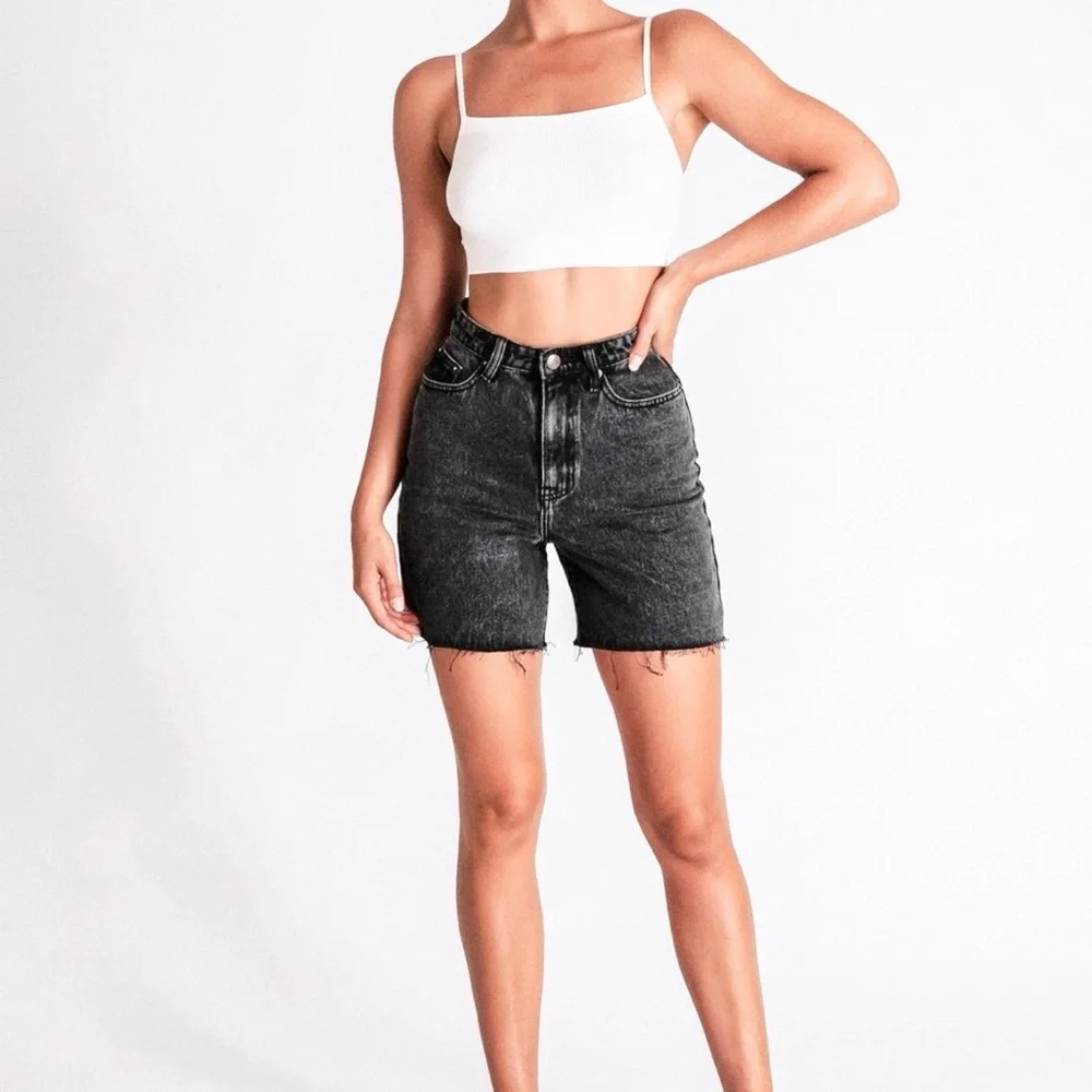 Meshki 27” Waist (Tag Size W30) Women's Denim Shorts High Rise Faded Black
